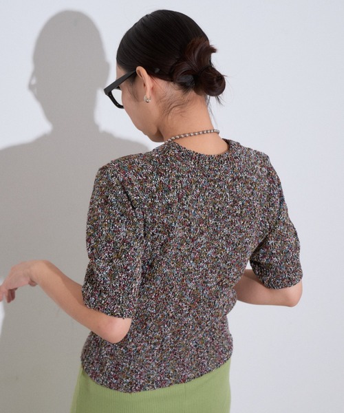 Eclat one(エクラワン)の「【Eclat one】綿タッチ ミックス糸 コンパクト サマーニット(Tシャツ/カットソー・レディース・イエロー/ブルー/ブラック・FREE)」の9枚目の写真
