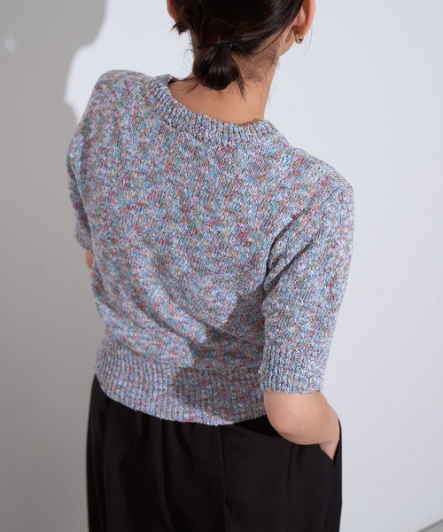 Eclat one(エクラワン)の「【Eclat one】綿タッチ ミックス糸 コンパクト サマーニット(Tシャツ/カットソー・レディース・イエロー/ブルー/ブラック・FREE)」の18枚目の写真