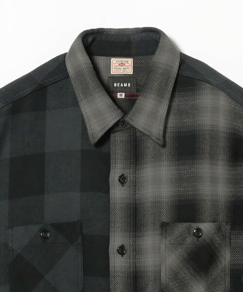 SUGAR CANE（シュガーケーン）の「SUGAR CANE × BEAMS / 別注 クレイジー2カラー ツイルチェック ワークシャツ（シャツ/ブラウス・メンズ・ブラック・MEDIUM/SMALL/X-LARGE/LARGE）」の8枚目の写真