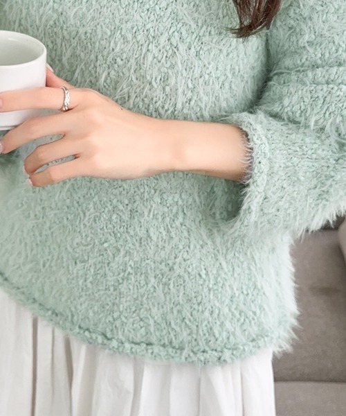 mily bilet(ミウィビレット)の「【mily bilet】愛され大人フェミニン。ポンポンフェザー胸刺繍ニット(ニット/セーター・レディース・アイボリー/チャコールグレー/ミント・LARGE/MEDIUM/X-LARGE/SMALL)」の14枚目の写真