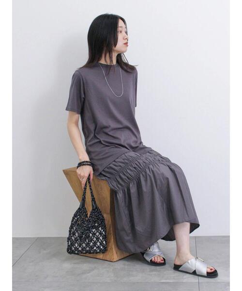 アッシュペー購入 BRANDMAIR 異素材 ドッキング ワンピース