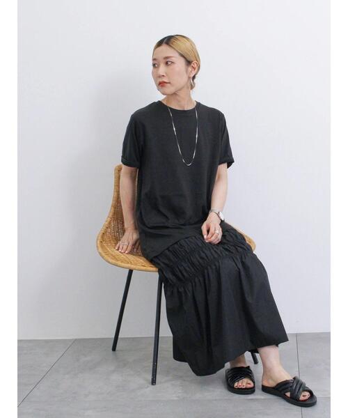 Samansa Mos2 blue（サマンサモスモスブルー）の「異素材ドッキングワンピース（ワンピース・レディース・カーキ/ブラック/チャコールグレー・F）」の11枚目の写真