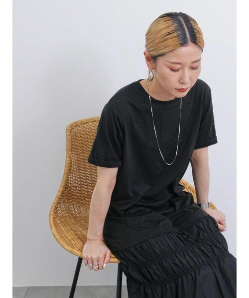 Samansa Mos2 blue（サマンサモスモスブルー）の「異素材ドッキングワンピース（ワンピース・レディース・カーキ/ブラック/チャコールグレー・F）」の13枚目の写真