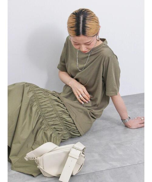 Samansa Mos2 blue（サマンサモスモスブルー）の「異素材ドッキングワンピース（ワンピース・レディース・カーキ/ブラック/チャコールグレー・F）」の19枚目の写真