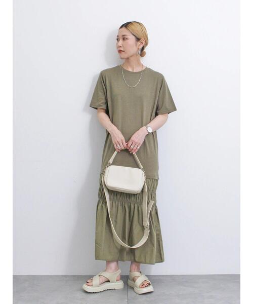 Samansa Mos2 blue（サマンサモスモスブルー）の「異素材ドッキングワンピース（ワンピース・レディース・カーキ/ブラック/チャコールグレー・F）」の20枚目の写真