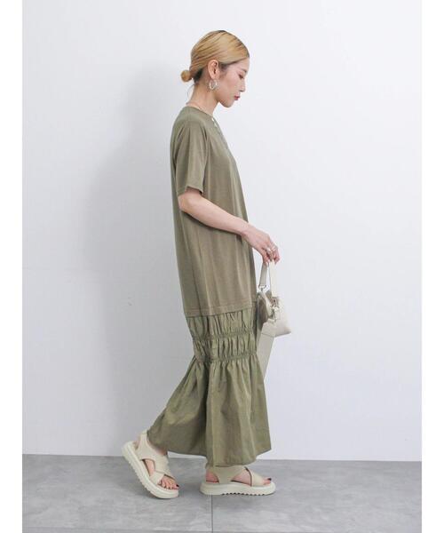 Samansa Mos2 blue（サマンサモスモスブルー）の「異素材ドッキングワンピース（ワンピース・レディース・カーキ/ブラック/チャコールグレー・F）」の22枚目の写真