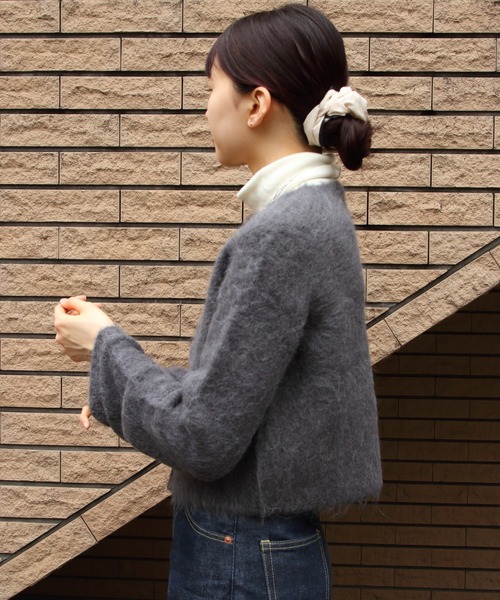 Gymphlex シャギー　モヘアカーディガン(チャコールグレー)定価2万弱 Gymphlex シャギー モヘアカーディガン(チャコールグレー)定価2万弱