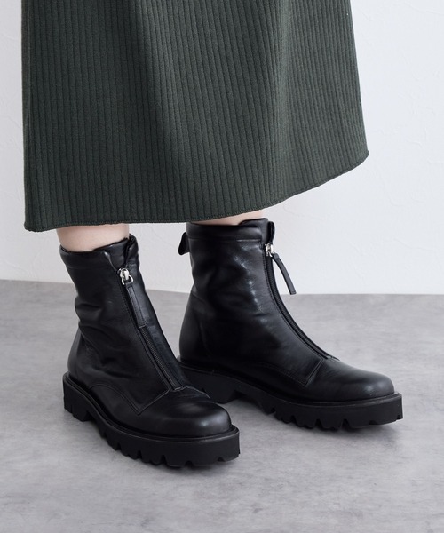 HIMIKO（ヒミコ）の「【Made in Japan】【撥水】フロントジップブーツ/641409（ブーツ・レディース・ブラウン/アイボリー/ブラック・24.5cm/24.0cm/23.5cm/23.0cm/22.5cm/25.5cm/25.0cm/22.0cm/26.0cm/26.5cm/21.5cm）」の16枚目の写真