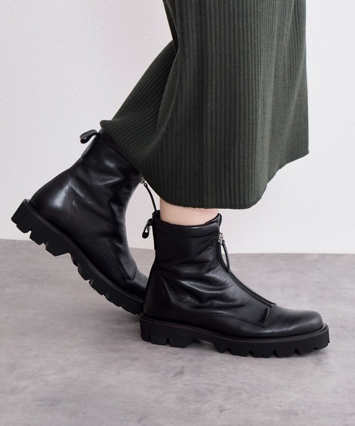 HIMIKO（ヒミコ）の「【Made in Japan】【撥水】フロントジップブーツ/641409（ブーツ・レディース・ブラウン/アイボリー/ブラック・24.5cm/24.0cm/23.5cm/23.0cm/22.5cm/25.5cm/25.0cm/22.0cm/26.0cm/26.5cm/21.5cm）」の19枚目の写真