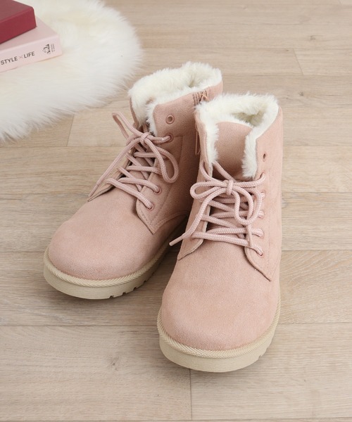 kitson(キットソン)の「KITSON キラキラ ホットフィクス フェイクムートンファー 防寒 レースアップ ブーツ(ブーツ・レディース・ブラック系その他/ベージュ/ピンク・S/M/L/LL)」の3枚目の写真