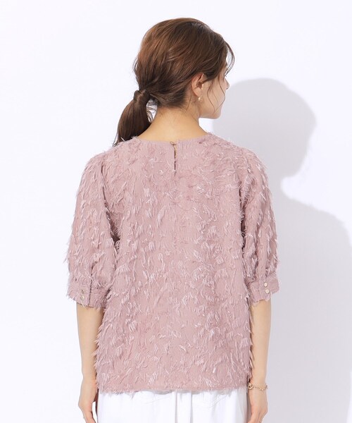 DRESKIP（ドレスキップ）の「◆【洗える】上品な甘さ フリンジ ジャカード5分袖ブラウス（シャツ/ブラウス・レディース・オフホワイト/ピンク系/ブラック・02/03/04）」の17枚目の写真
