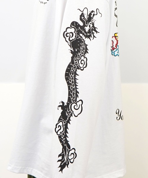 Burner（バーナー）の「【GROOVY STORE】ヘビーウエイト刺繍スカジャン風ロングスリーブTシャツ（Tシャツ/カットソー・メンズ・ホワイト/ライトブラック/スミクロ/モカ/ブラック/ブラック系その他2/ホワイト系その他2/ダークグリーン・M/L/LL）」の9枚目の写真