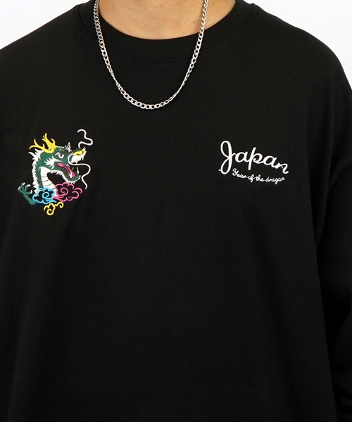 Burner（バーナー）の「【GROOVY STORE】ヘビーウエイト刺繍スカジャン風ロングスリーブTシャツ（Tシャツ/カットソー・メンズ・ホワイト/ライトブラック/スミクロ/モカ/ブラック/ブラック系その他2/ホワイト系その他2/ダークグリーン・M/L/LL）」の17枚目の写真