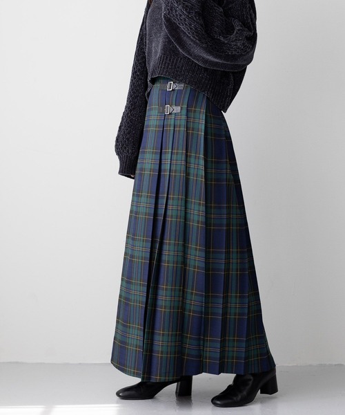 RAGEBLUE（レイジブルー）の「＜選べる着丈＞Wベルト/キルトチェックプリーツスカート（スカート・レディース・グリーン/レッド/グレー・MEDIUM/LARGE）」の3枚目の写真