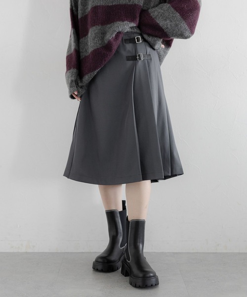 RAGEBLUE（レイジブルー）の「＜選べる着丈＞Wベルト/キルトチェックプリーツスカート（スカート・レディース・グリーン/レッド/グレー・MEDIUM/LARGE）」の14枚目の写真