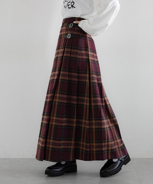 RAGEBLUE（レイジブルー）の「＜選べる着丈＞Wベルト/キルトチェックプリーツスカート（スカート・レディース・グリーン/レッド/グレー・MEDIUM/LARGE）」の10枚目の写真