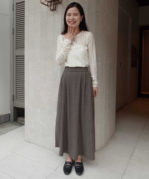 CORNERS（コーナーズ）の「ストレッチレースロンT（Tシャツ/カットソー・レディース・ブラック/アイボリー・M）」の7枚目の写真