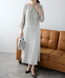 ＆HALF（アンドハーフ）の「レースノーカラーレイヤーワンピース(結婚式/入学式/卒業式/フォーマル)（ドレス）」