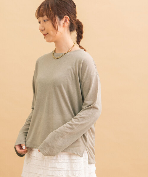 POU DOU DOU(プードゥドゥ)の「シアースラブ天竺ロンTee(Tシャツ/カットソー・レディース・ピンク/グレー系/オフホワイト/ブラック・M)」の1枚目の写真