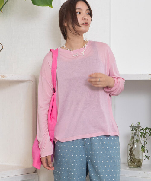 POU DOU DOU(プードゥドゥ)の「シアースラブ天竺ロンTee(Tシャツ/カットソー・レディース・ピンク/グレー系/オフホワイト/ブラック・M)」の5枚目の写真