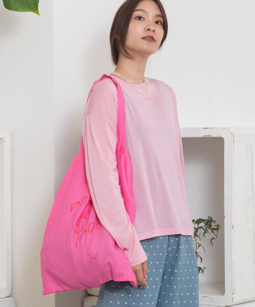 POU DOU DOU(プードゥドゥ)の「シアースラブ天竺ロンTee(Tシャツ/カットソー・レディース・ピンク/グレー系/オフホワイト/ブラック・M)」の6枚目の写真