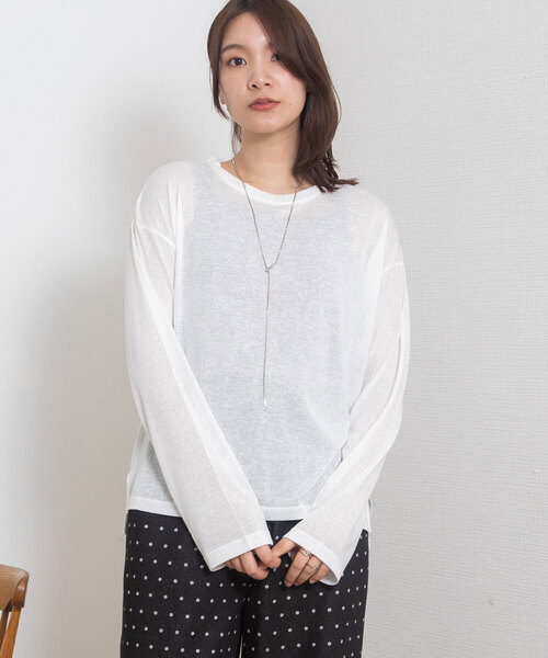 POU DOU DOU(プードゥドゥ)の「シアースラブ天竺ロンTee(Tシャツ/カットソー・レディース・ピンク/グレー系/オフホワイト/ブラック・M)」の11枚目の写真