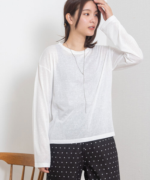 POU DOU DOU(プードゥドゥ)の「シアースラブ天竺ロンTee(Tシャツ/カットソー・レディース・ピンク/グレー系/オフホワイト/ブラック・M)」の12枚目の写真