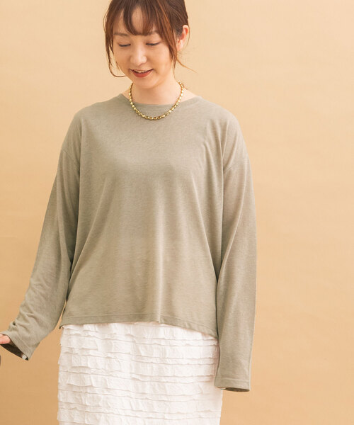 POU DOU DOU(プードゥドゥ)の「シアースラブ天竺ロンTee(Tシャツ/カットソー・レディース・ピンク/グレー系/オフホワイト/ブラック・M)」の20枚目の写真