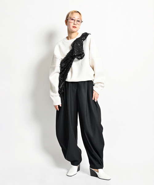 CITYSHOP（シティーショップ）の「《追加》VOLUME WOOL パンツ（その他パンツ・レディース・ブラック/グレー・36/38）」の6枚目の写真