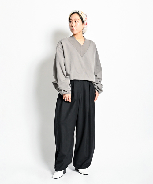 CITYSHOP（シティーショップ）の「《追加》VOLUME WOOL パンツ（その他パンツ・レディース・ブラック/グレー・36/38）」の7枚目の写真