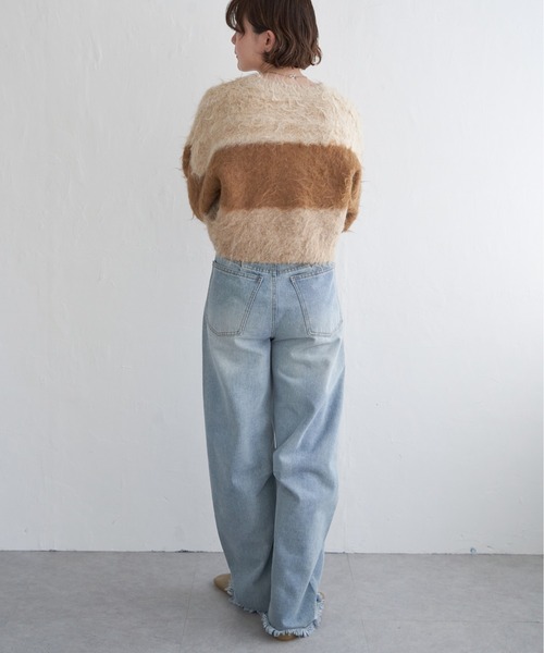 notch.（ノッチ）の「ハイショクボーダープルオーバーニット（ニット/セーター・レディース・パープル系/ベージュ/ブルー系/チャコール・M）」の19枚目の写真