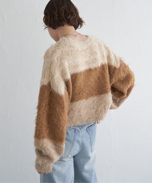 notch.（ノッチ）の「ハイショクボーダープルオーバーニット（ニット/セーター・レディース・パープル系/ベージュ/ブルー系/チャコール・M）」の13枚目の写真