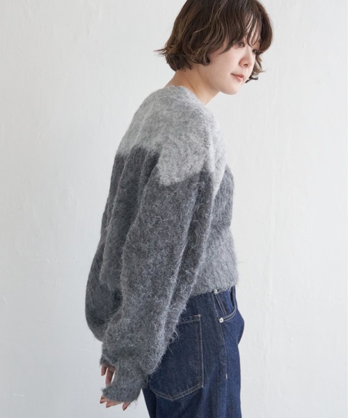 notch.（ノッチ）の「ハイショクボーダープルオーバーニット（ニット/セーター・レディース・パープル系/ベージュ/ブルー系/チャコール・M）」の7枚目の写真