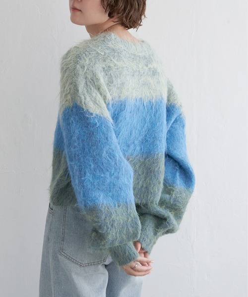 notch.（ノッチ）の「ハイショクボーダープルオーバーニット（ニット/セーター・レディース・パープル系/ベージュ/ブルー系/チャコール・M）」の22枚目の写真