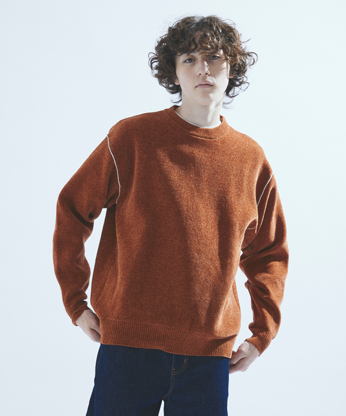 417 EDIFICE（フォーワンセブンエディフィス）の「モールニット カラーリブプルオーバー（ニット/セーター・メンズ・ホワイト/チャコールグレー/ブラック/ブラウン/レッド/グリーン/ブルー系その他・MEDIUM/LARGE）」の4枚目の写真