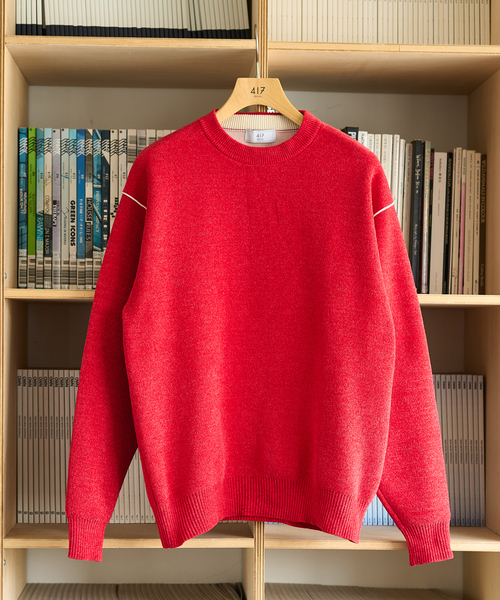 417 EDIFICE（フォーワンセブンエディフィス）の「モールニット カラーリブプルオーバー（ニット/セーター・メンズ・ホワイト/チャコールグレー/ブラック/ブラウン/レッド/グリーン/ブルー系その他・MEDIUM/LARGE）」の7枚目の写真