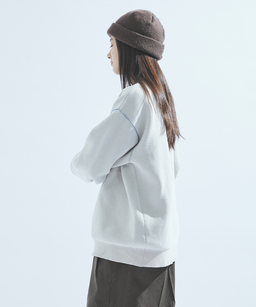 417 EDIFICE（フォーワンセブンエディフィス）の「モールニット カラーリブプルオーバー（ニット/セーター・メンズ・ホワイト/チャコールグレー/ブラック/ブラウン/レッド/グリーン/ブルー系その他・MEDIUM/LARGE）」の11枚目の写真