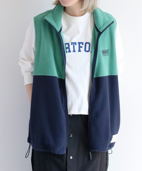 DISCUS（ディスカス）の「【DISCUS×CEPO】別注 フリースジップベスト（ベスト・レディース・ライトグリーン/ブラック/アイボリー/マルチ・FREE）」の3枚目の写真