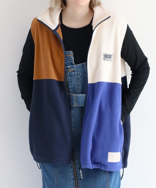 DISCUS（ディスカス）の「【DISCUS×CEPO】別注 フリースジップベスト（ベスト・レディース・ライトグリーン/ブラック/アイボリー/マルチ・FREE）」の4枚目の写真