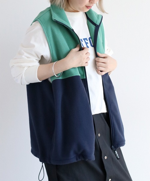 DISCUS（ディスカス）の「【DISCUS×CEPO】別注 フリースジップベスト（ベスト・レディース・ライトグリーン/ブラック/アイボリー/マルチ・FREE）」の5枚目の写真