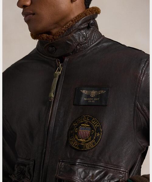 ポロラルフローレン　レザージャケット　ブラウン　XL POLO RALPH LAUREN（ポロ ラルフ ローレン）の「レザー ボンバー
