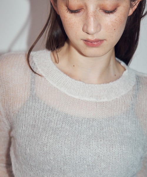 MOCOA'S(モコアズ)の「透かし編みニットトップス(ニット/セーター・レディース・グレー/ホワイト/ベージュ・FREE)」の12枚目の写真