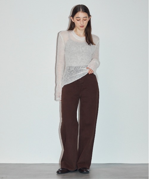 MOCOA'S(モコアズ)の「透かし編みニットトップス(ニット/セーター・レディース・グレー/ホワイト/ベージュ・FREE)」の11枚目の写真