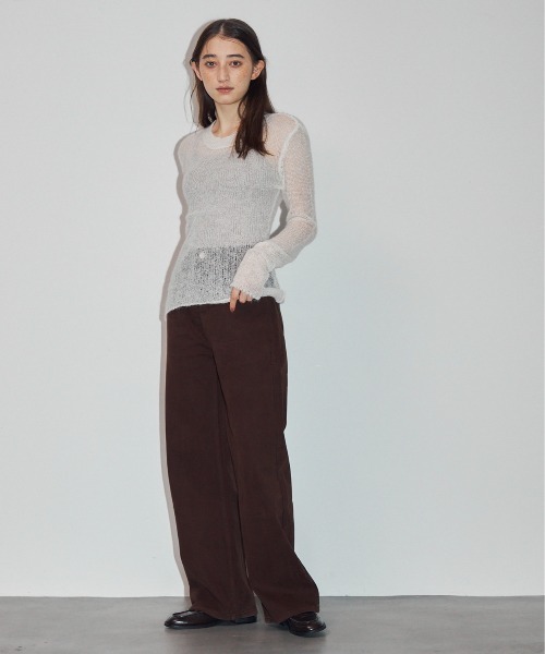 MOCOA'S(モコアズ)の「透かし編みニットトップス(ニット/セーター・レディース・グレー/ホワイト/ベージュ・FREE)」の9枚目の写真