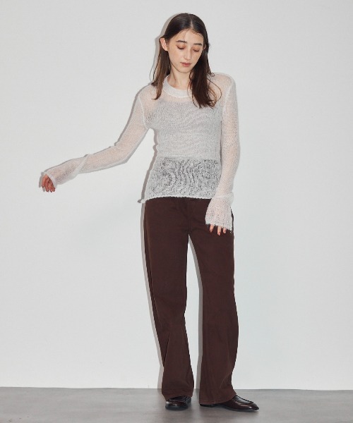 MOCOA'S(モコアズ)の「透かし編みニットトップス(ニット/セーター・レディース・グレー/ホワイト/ベージュ・FREE)」の13枚目の写真