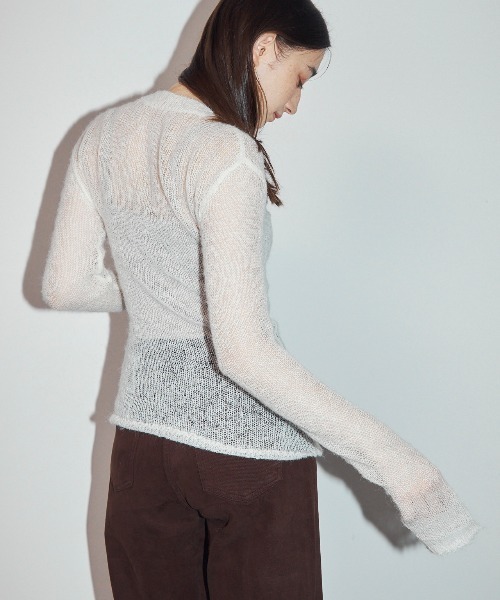MOCOA'S(モコアズ)の「透かし編みニットトップス(ニット/セーター・レディース・グレー/ホワイト/ベージュ・FREE)」の16枚目の写真