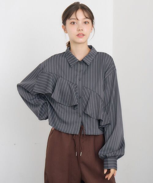 RETRO GIRL(レトロガール)の「斜めフリルSH(シャツ/ブラウス・レディース・グレー系その他/ブルー系その他/ナチュラル・FREE)」の17枚目の写真