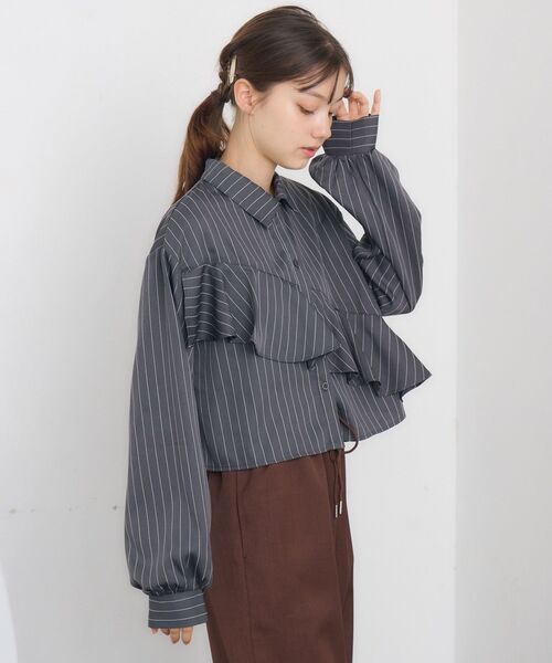 RETRO GIRL(レトロガール)の「斜めフリルSH(シャツ/ブラウス・レディース・グレー系その他/ブルー系その他/ナチュラル・FREE)」の18枚目の写真