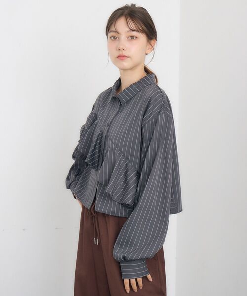 RETRO GIRL(レトロガール)の「斜めフリルSH(シャツ/ブラウス・レディース・グレー系その他/ブルー系その他/ナチュラル・FREE)」の19枚目の写真