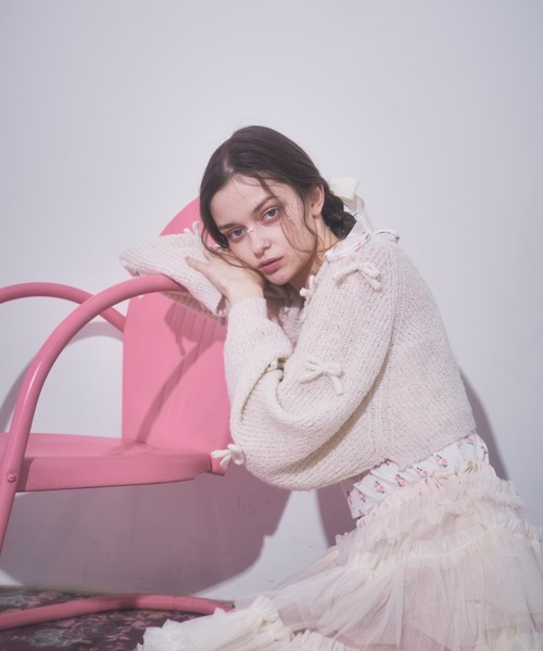 パリコレブランド おりぼんボレロカーディガン チューリップのような花びらスリーブ Lovilyn（ラヴィリン）の「リボンボレロカーディガン（カーディガン